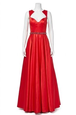 NEW ANGELA & ALISON beaded prom dress in hot red